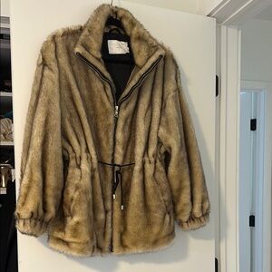 Zara Faux Fur Jacket in Tan